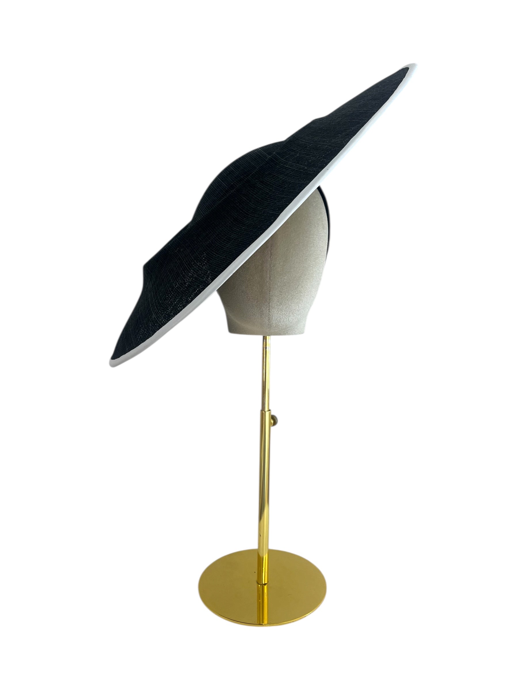 Vintage Wide Brim Black & White Hat Wide Brim Derby Hat Wedding Hat Black and White Hat Audrey  main image 2