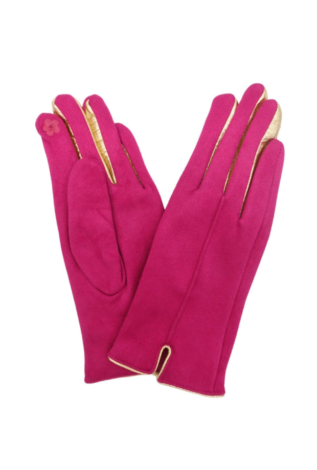 Magenta Gloves with Gold Trim