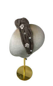 'Jane' Embellished Irish Tweed Headband brown