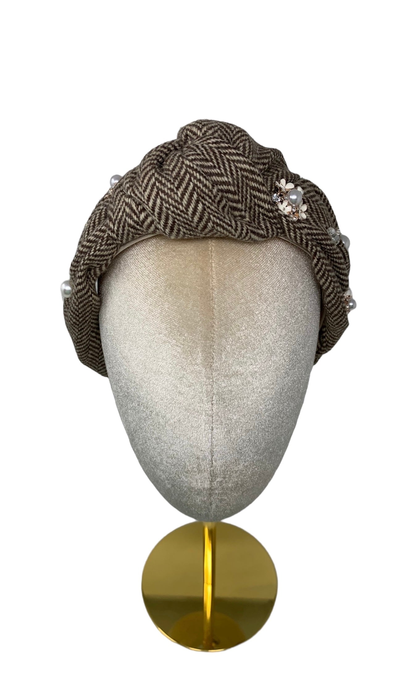 'Jane' Embellished Irish Tweed Headband brown