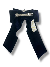 Navy Velvet Crystal Bow