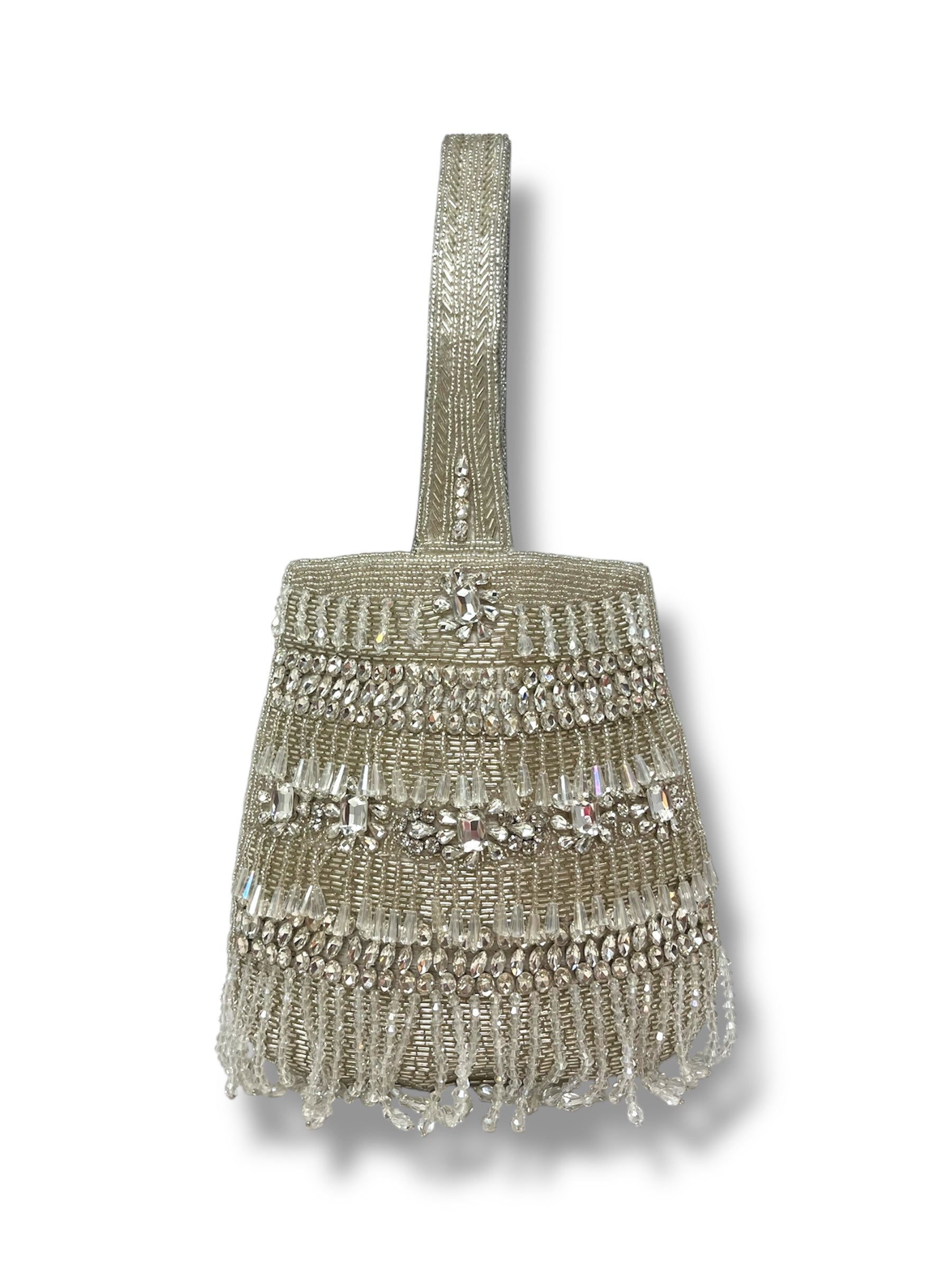 Silver Embellished Clutch Bag