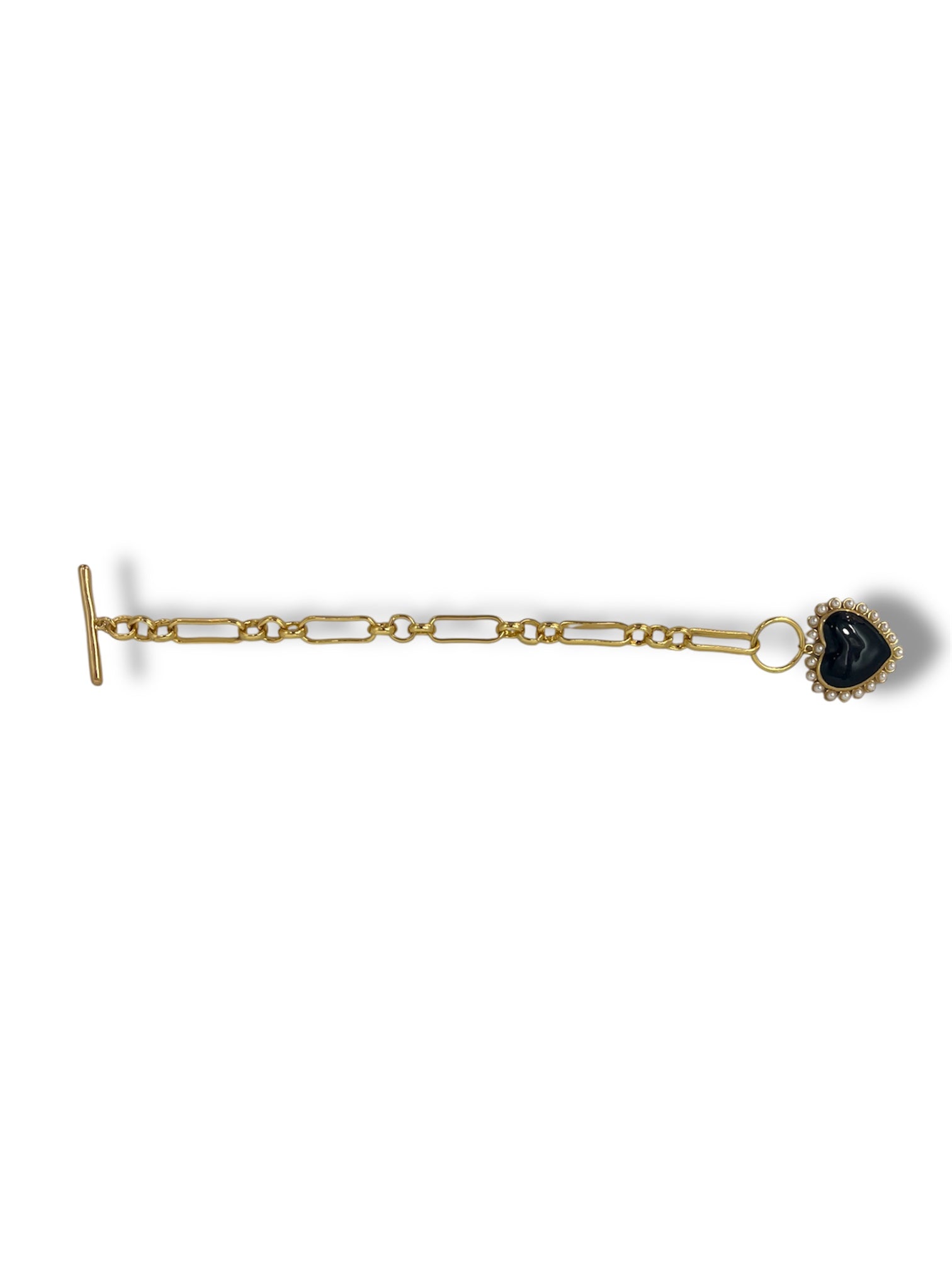 Black Heart T - Bar Bracelet