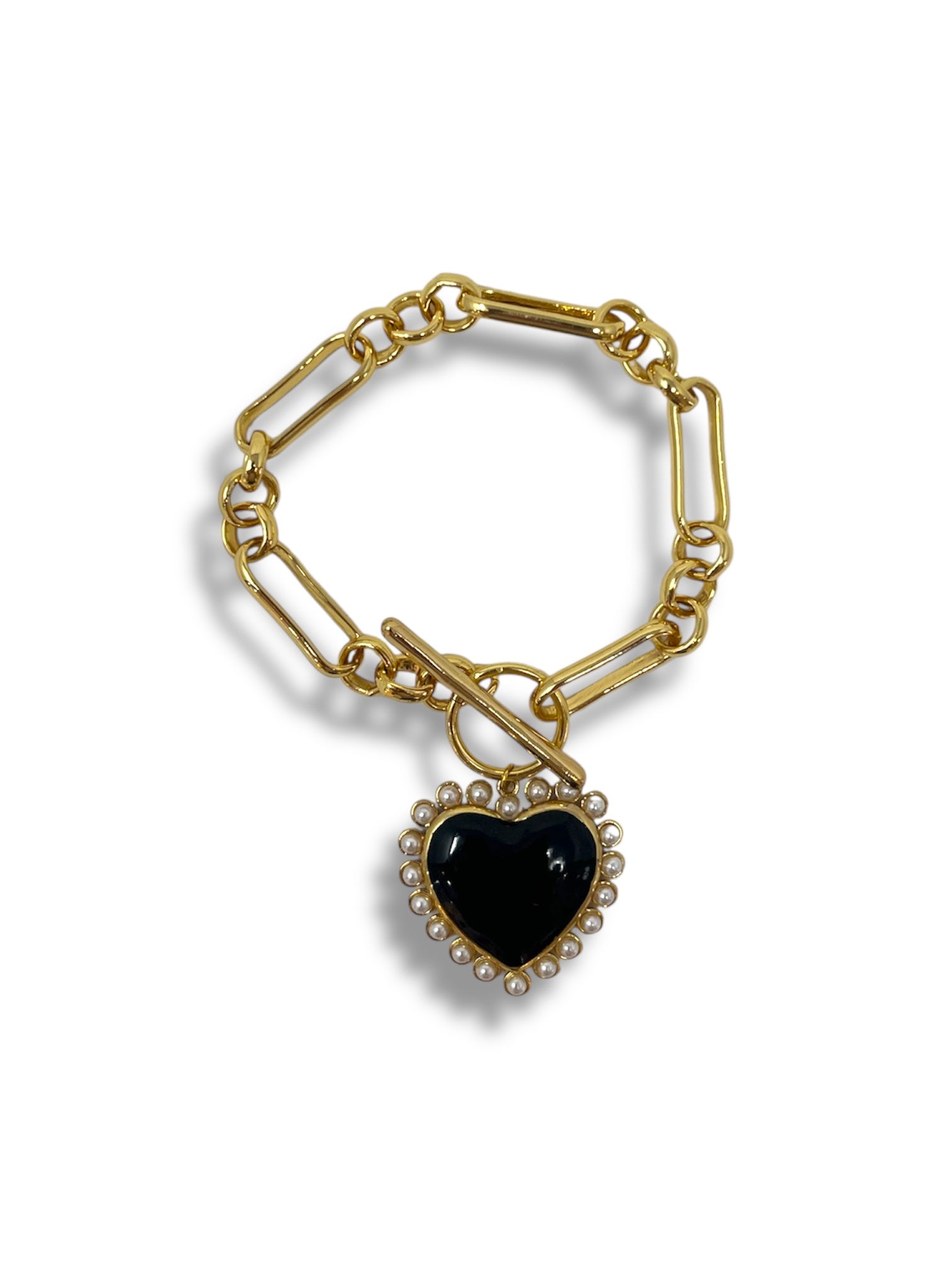 Black Heart T - Bar Bracelet