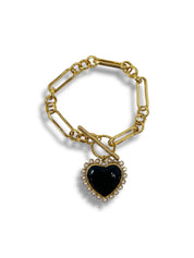 Black Heart T - Bar Bracelet