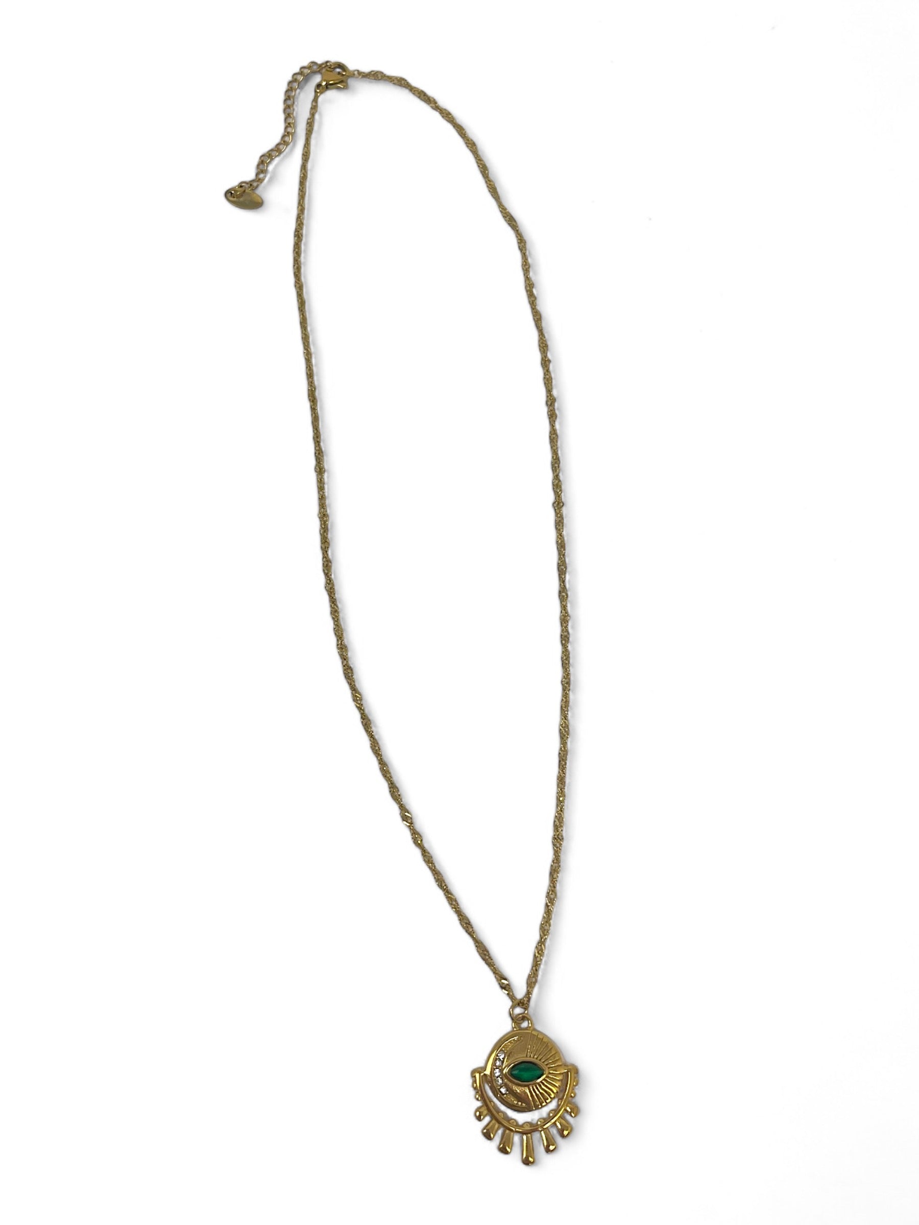 Emerald Green Evil Eye Necklace