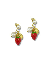 Strawberry Pearl Drop Earrings
