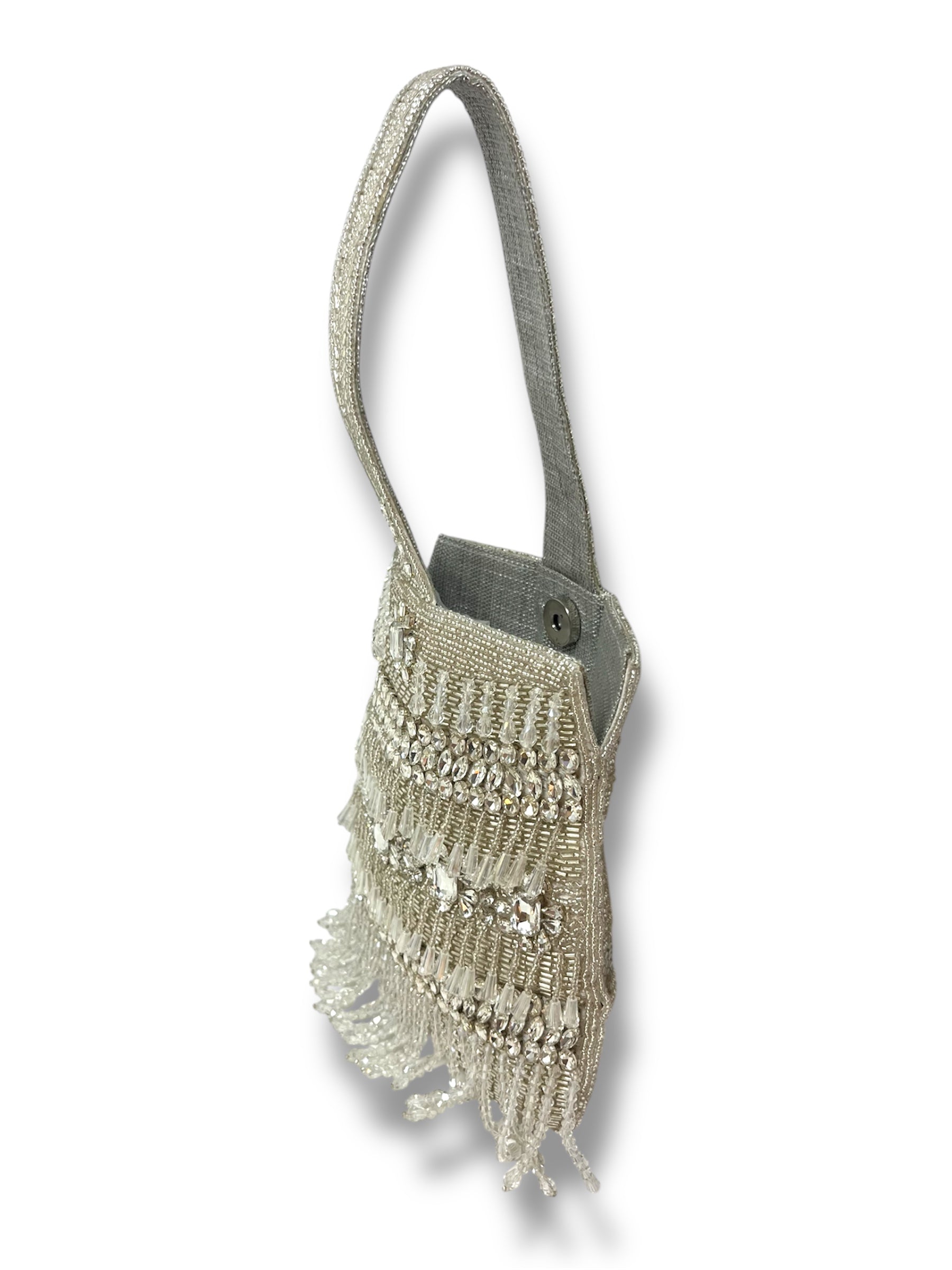 Silver Embellished Clutch Bag