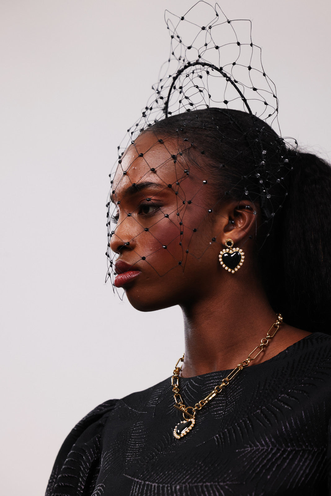 Black Heart Pearl Drop Earrings