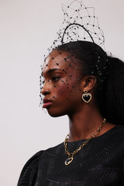 Black Heart Pearl Drop Earrings