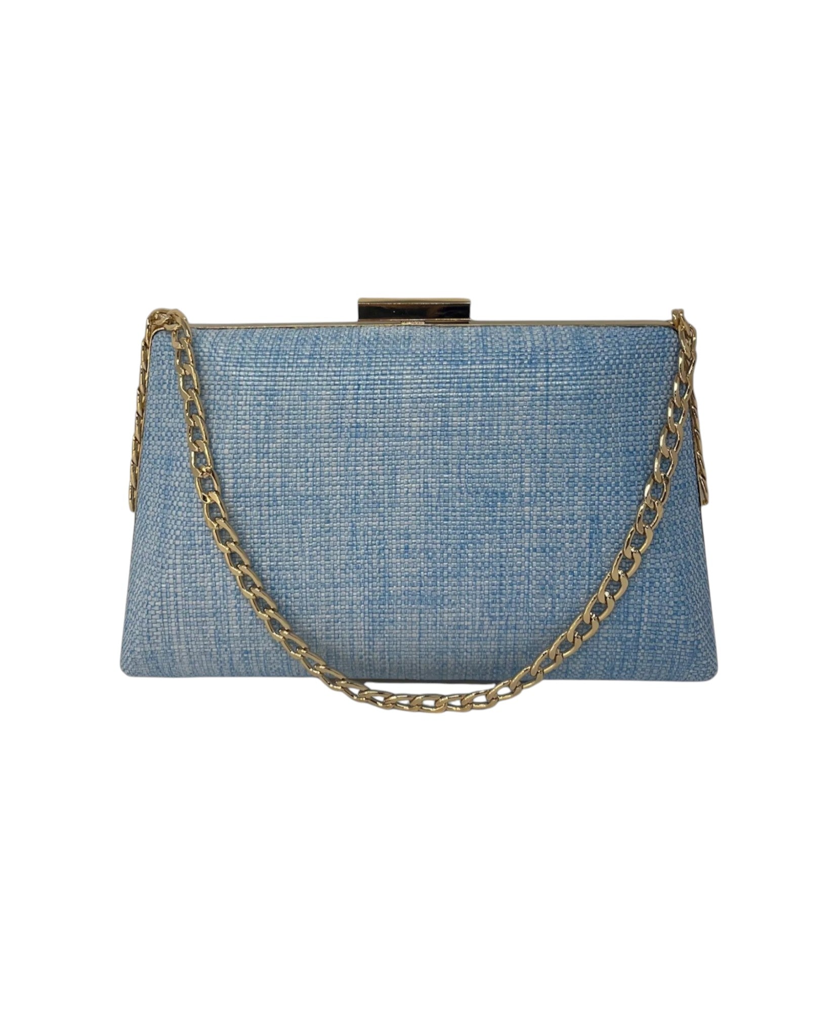 Powder Blue Raffia Clutch