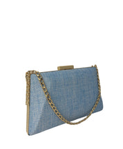 Powder Blue Raffia Clutch