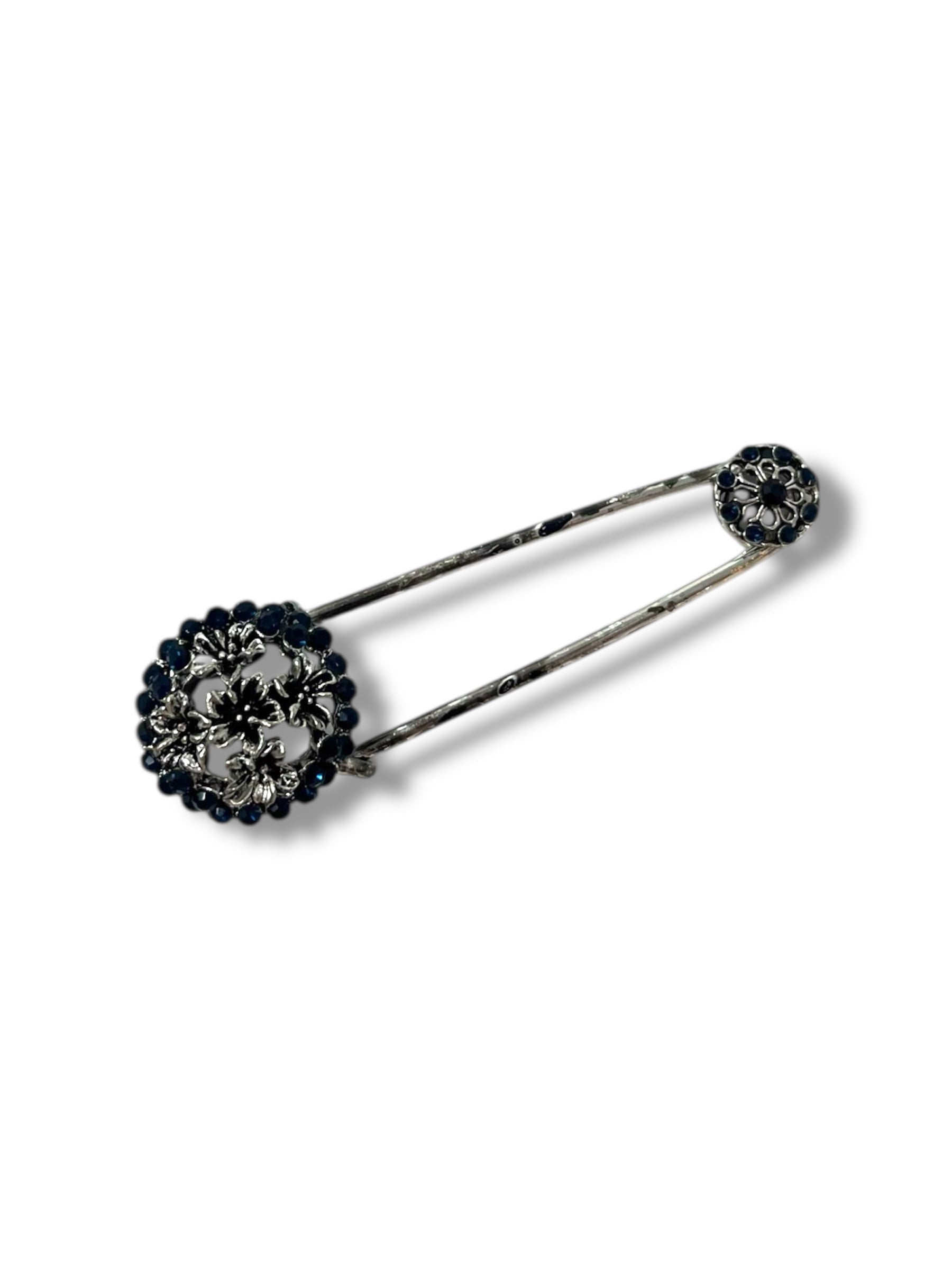 Sapphire Blue Floral Brooch
