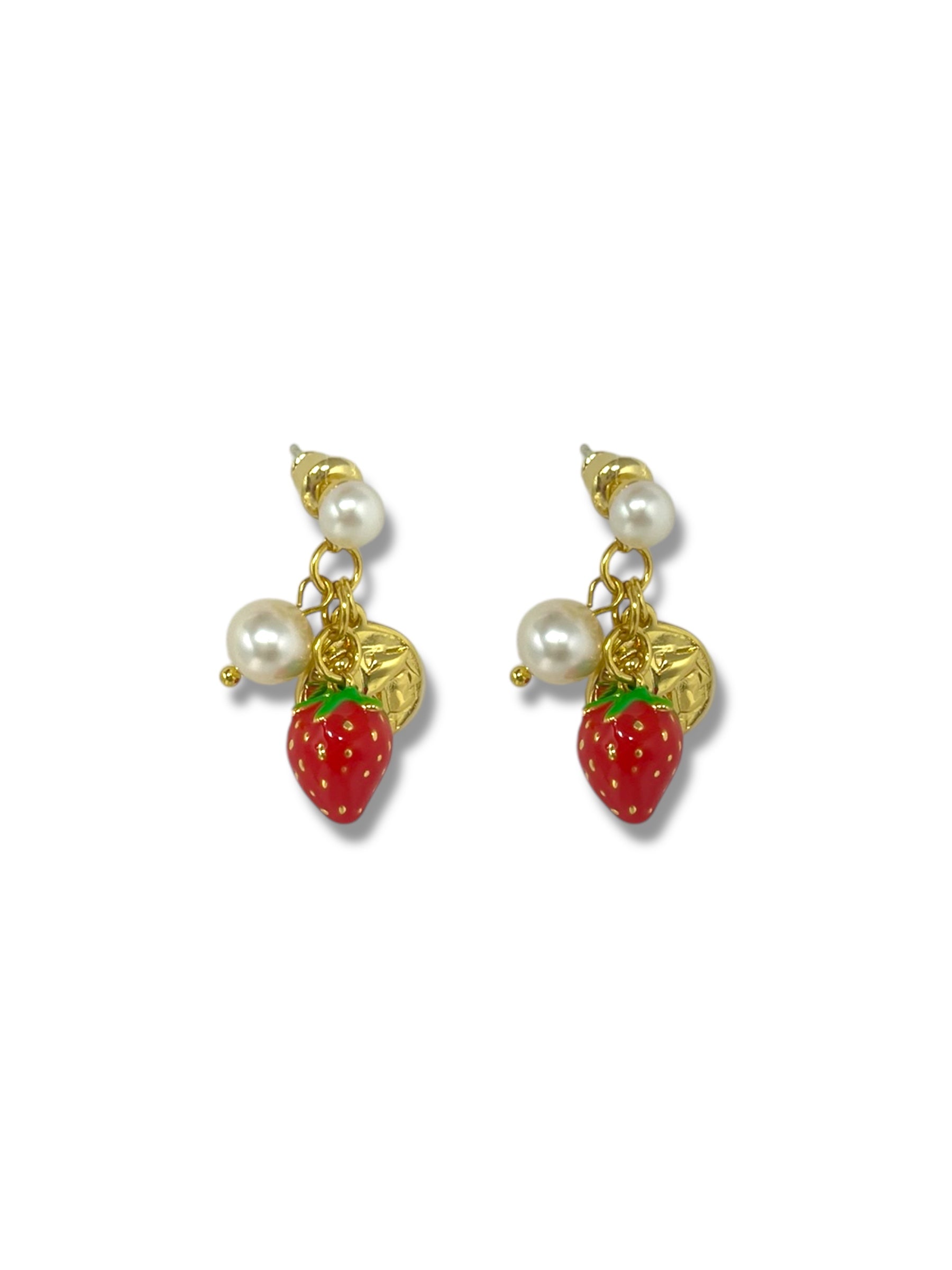 Strawberry Pearl Drop Earrings