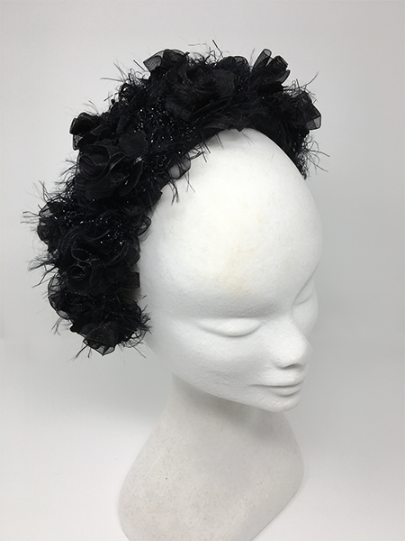 'Eloise' Floral Headband Black