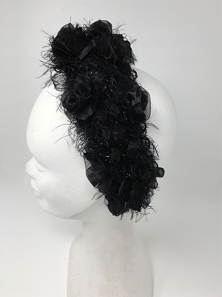 'Eloise' Floral Headband Black