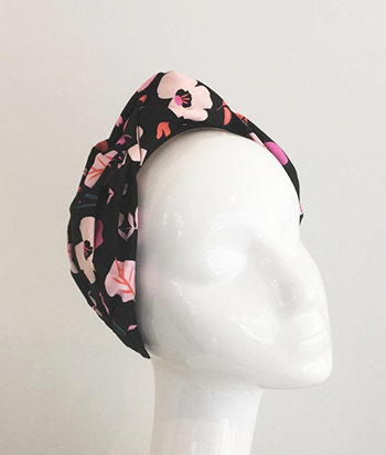 'Crocus Crush' Floral Print Headband Black