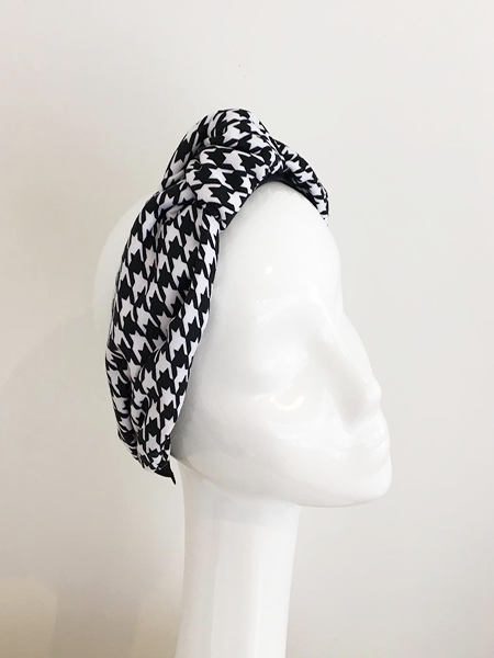 Houndstooth Print Headband Black & White