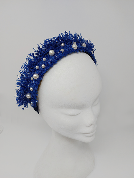 'Diva' Pearl Headband Cobalt Blue