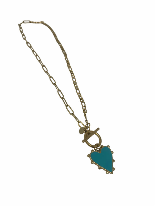 Turquoise Blue Heart Necklace