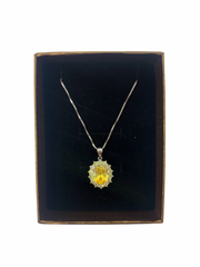 Canary yellow gemstone necklace encased with lemon