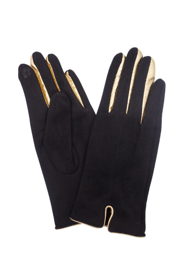 Classic Black Gloves With Gold Trim