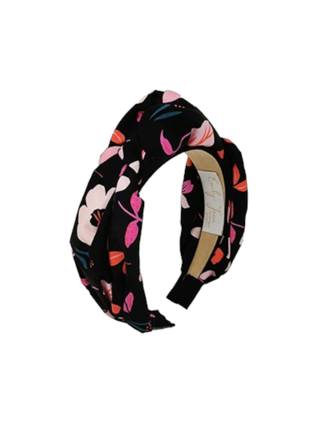 'Crocus Crush' Floral Print Headband Black