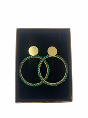 Green Beaded Hoop Earrings
