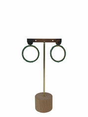 Green Beaded Hoop Earrings