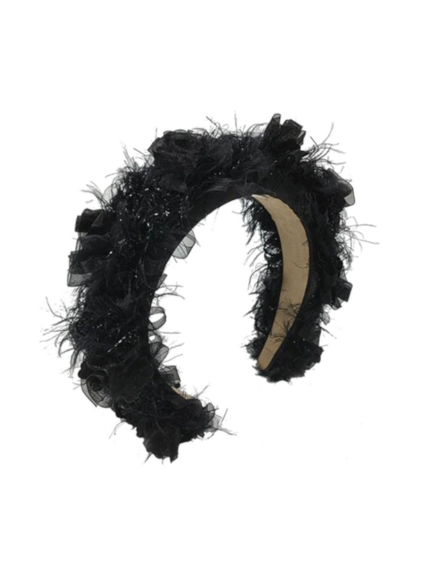 'Eloise' Floral Headband Black