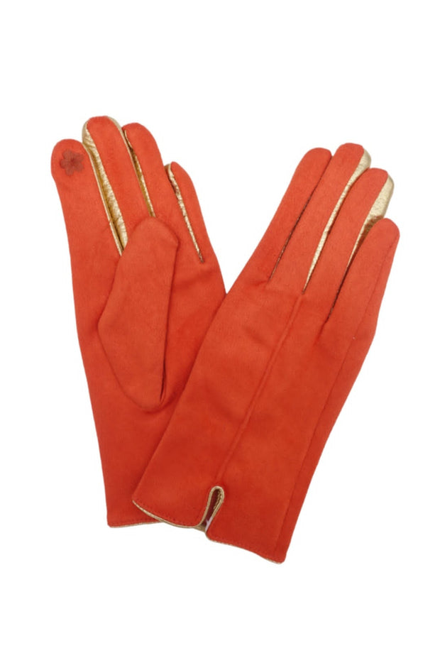 Citrus Orange Gloves With Gold Trim
