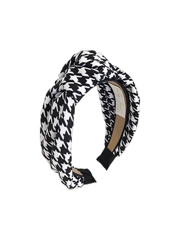 Houndstooth Print Headband Black & White