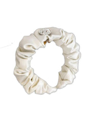 Ivory Satin Ruched Headband with Swarovski Crystal