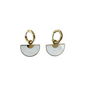 White & Gold Hoop Earrings