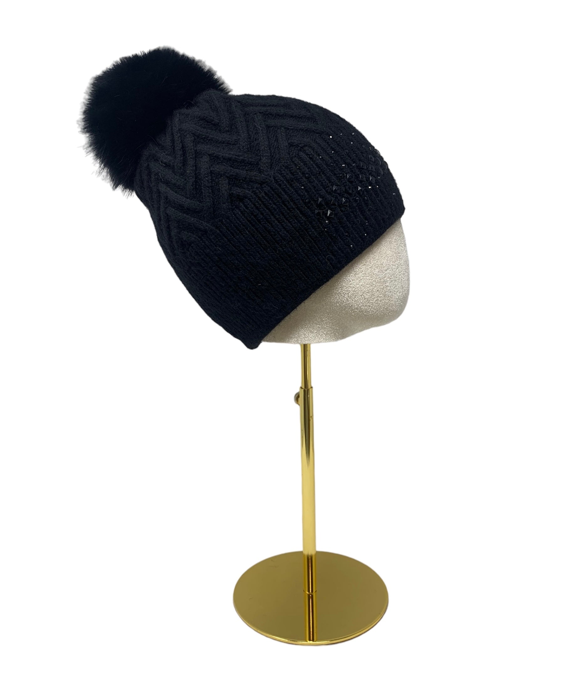 Black bobble beanie
