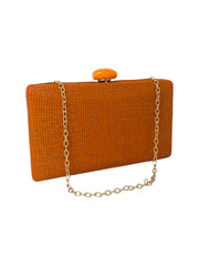 Burnt Orange Raffia Clutch