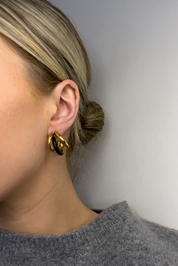 'Tessa' Black Triple Gold Hoops