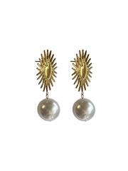 'Avery' Sunburst Pearl Drop Earrings