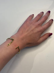 'Clara' Gold Hammered Open Bangle