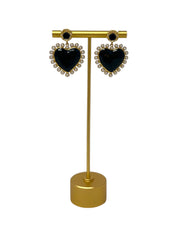 Black Heart Pearl Drop Earrings
