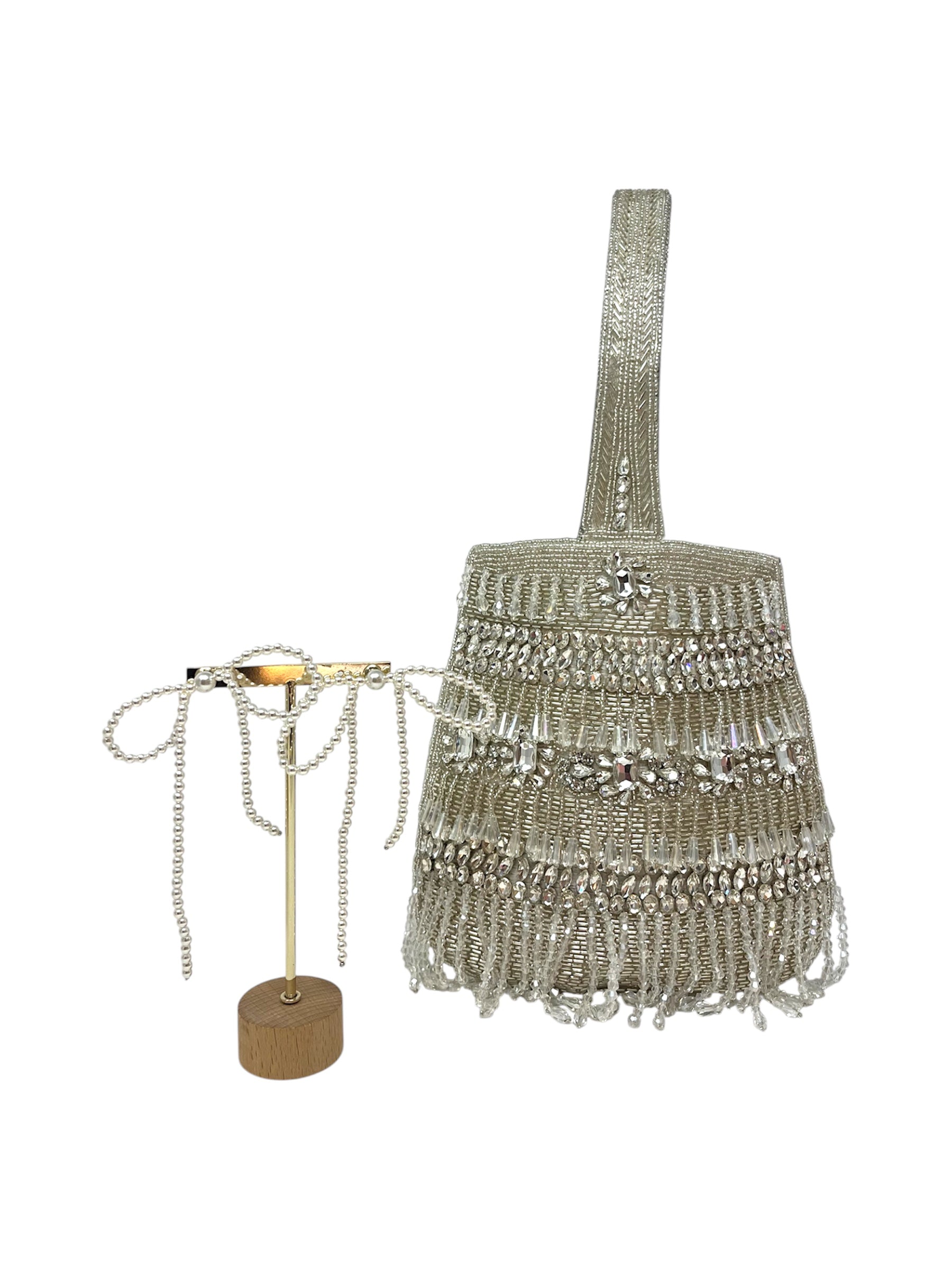 Silver Embellished Clutch Bag