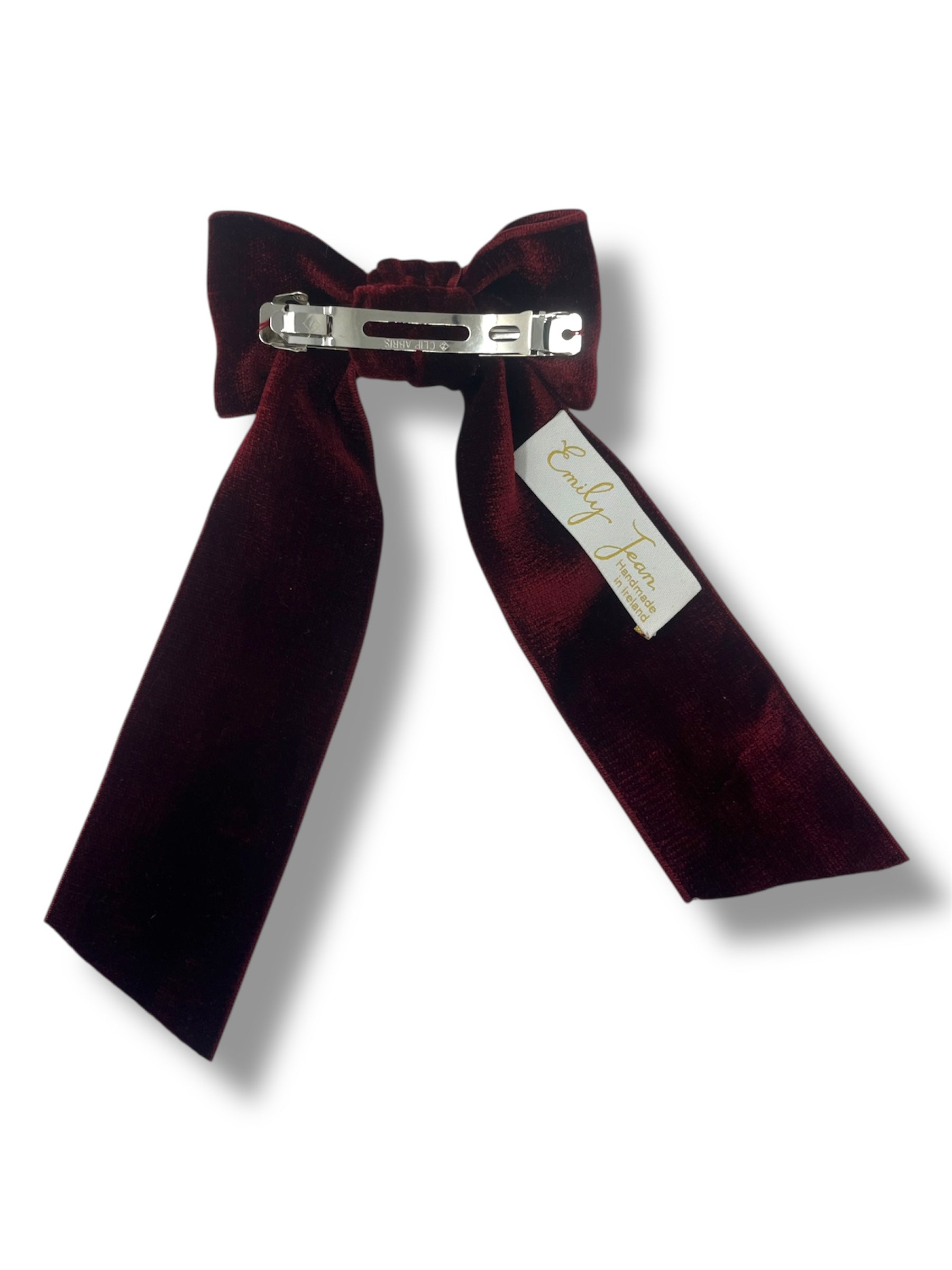 Burgundy Velvet Crystal Bow