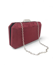 Burgundy Suede Cubic Clutch