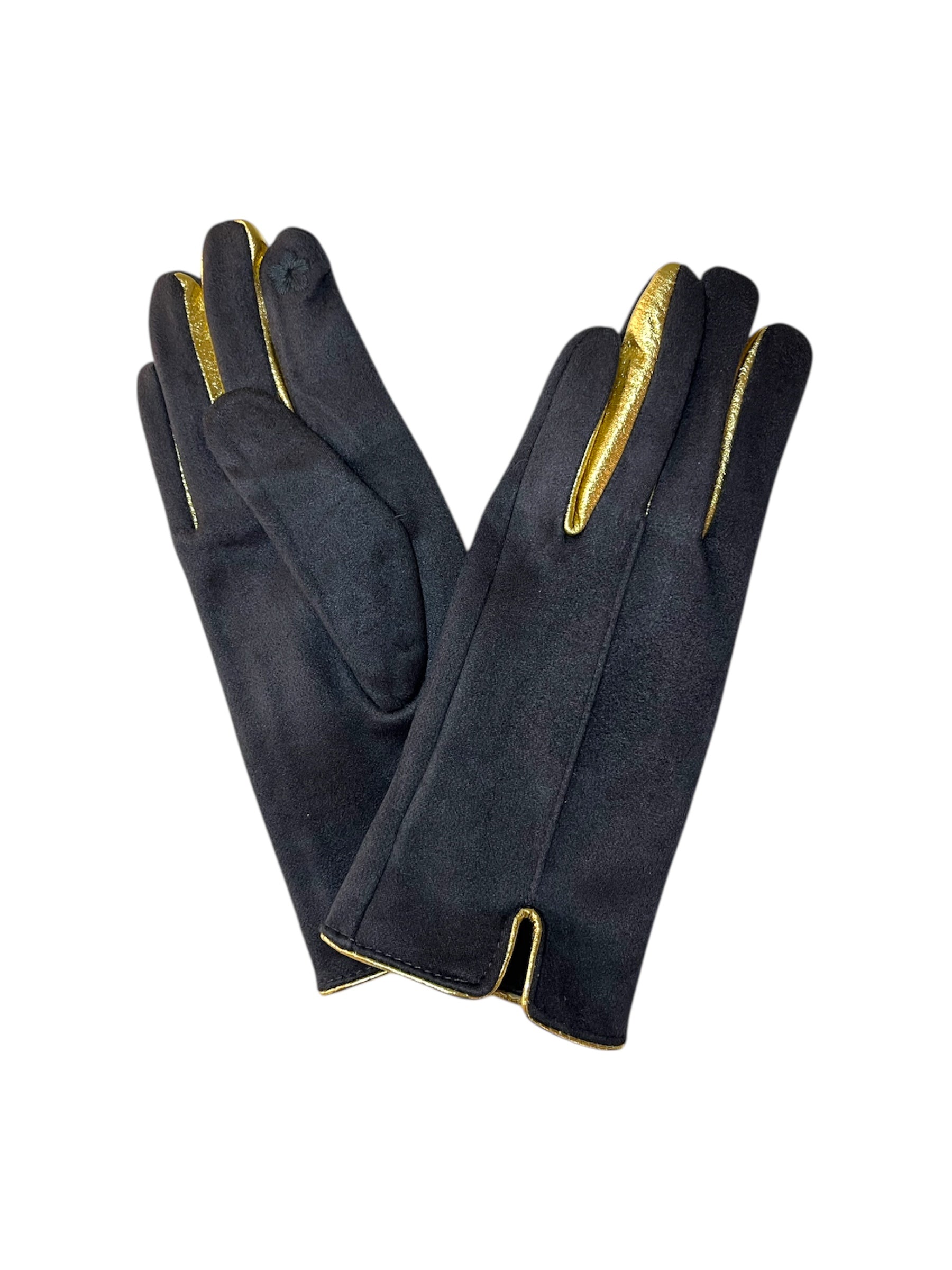 Charcoal Grey Gloves With Gold Trim