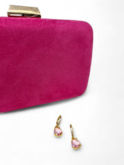 Bubblegum Pink Faux Suede Clutch