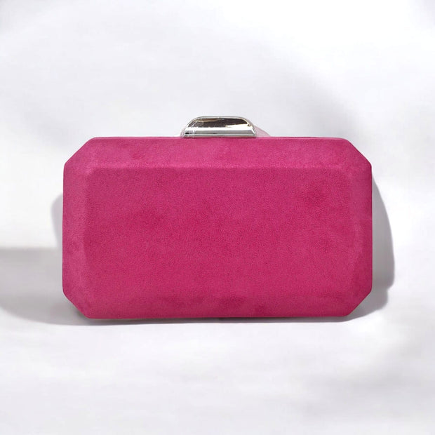 Pink Suede Cubic Clutch