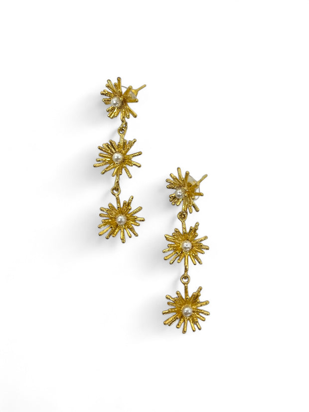 Triple Daisy Drop Earrings