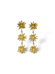 'Daisy Drop' Triple Gold Earrings
