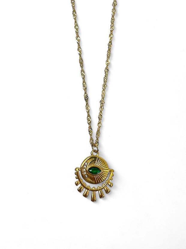 Emerald Green Evil Eye Necklace