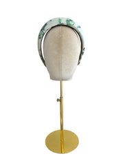 Floral Satin Padded Headband Sage Green